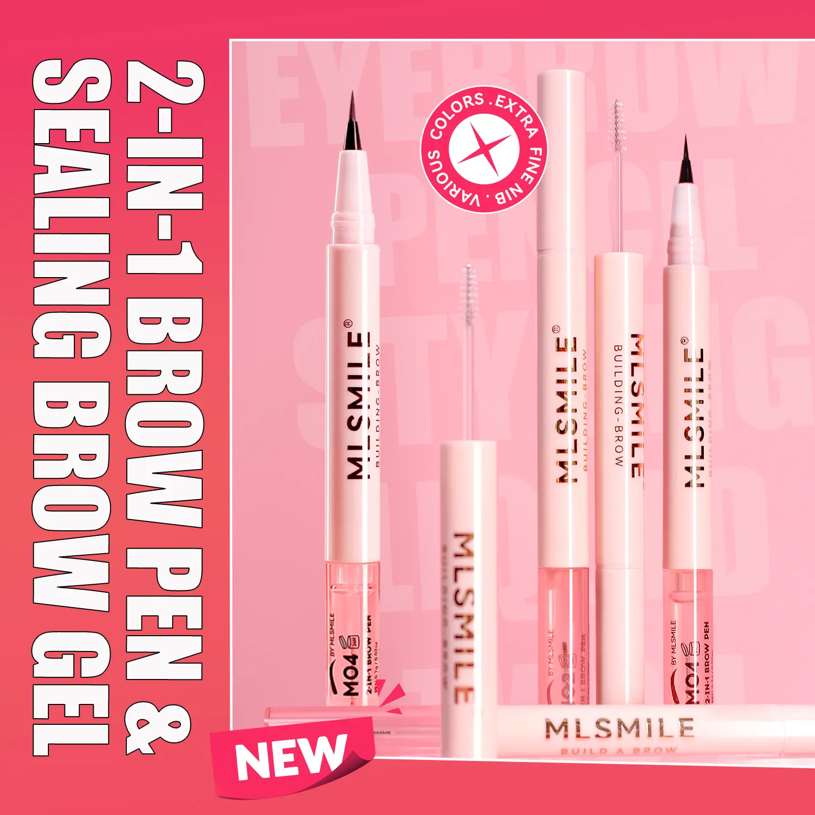 MLSMILE Build-A-Brow 2-in-1 Brow Pen and Sealing Eyebrow Gel, Eyebrow Makeup for Real-Looking, Fuller Brows, Black Brown, 1 Count