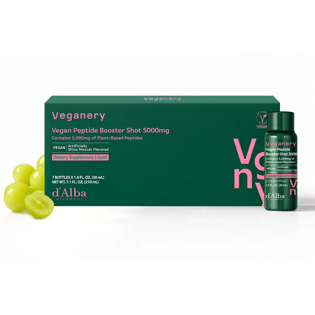 [Veganery] Vegan Peptide Booster Ampoule 5000mg – Vegan Collagen Peptides with Hyaluronic Acid & Elastin, Supports Daily Beauty & Wellness, Shine Muscat Flavor, 7 Bottles