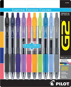 PILOT G2 Limited Edition Harmony Ink Collection Retractable Gel Pens, 0.7mm Fine Point, Assorted Ink, 10-Pack