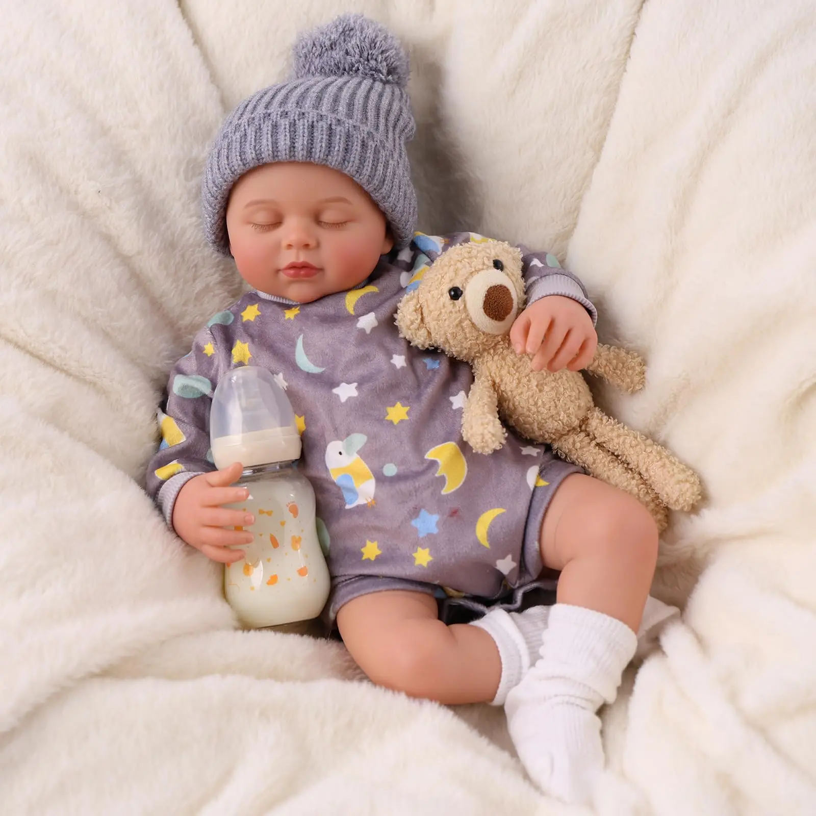 BABESIDE 20-in Reborn Baby Doll - Soft Vinyl Realistic Poseable Sleeping Newborn Baby Doll with Complete Accessories, Toy Gift for Kids Ages 3+