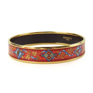 Pre-owned HERMÈS Others Small Leather Goods Hermes Emile Metal Enamel Bangle Red