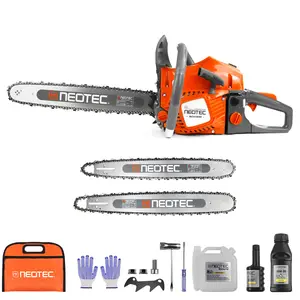NEOTEC 58CC Gas Chainsaw 18 Inch 20 Inch Ergonomic Handheld Petrol Gasoline Chain Saw 2-Cycle Engine for Tree Wood Firewood Outdoor Cutting with Accessories