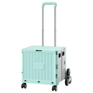Eight-Wheel Folding Utility Cart for Hills — Multifunctional Rolling Storage Wagon, Stylish Plastic Storage Bin, Space-Saving, Tackle Inclines, A Back-to-School Must-Have