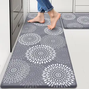 Kitchen Mats for Floor,Cushioned Rug Anti-Fatigue Mats for Kitchen Decor Accessories,Waterproof Non-Slip Mats and Rugs Set for Office,Floor,Laundry 17.3"×30"+17.3"×47",Grey