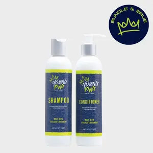 Young King Crown Wash Set Bundle - Shampoo & Conditioner for Textured Hair with Avocado & Rosemary