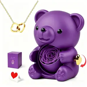 Mother’s Day Gift for Mom – Preserved Rose Bear Jewelry Box, Romantic Surprise Gift for Woman, Mother girlfriend & Daughter, Perfect for Birthday, Anniversary & Special Occasion