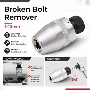 GJANSH 6-13mm Broken Bolt Extractor Set - Metal Damaged Stud Remover Tool for Impact Wrench and Ratchet, Non-Electric Manual Operation,Summervibes fathersdaygift