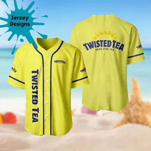 Yellow Tea 3D Baseball Jersey Shirt Summer Beach Gift For Men Youth and Kids Best Gift For Party Valentine Birthday