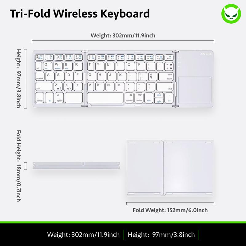 【B033 Bluetooth Foldable Keyboard】Ultra Light Compact Triple Folding with Touch Bar Ergonomic Multi-system Compatible All Anbernic Game Console / PC / Laptop / IPad / Cellphone ( Windows / iOS / Android / Mac )