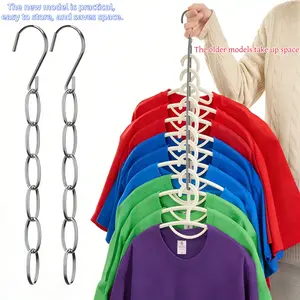 Stainless Steel Clothes Hanger Connectors, Durable Metal Design, Ideal for Organizing Closets, Enhances Hanging Efficiency