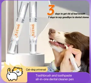 Pet dog toothpaste toothbrush pen brush tooth stone removal halitosis edible cat cleaning kit