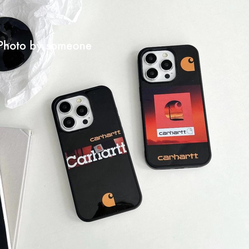 CARHARTT Mirror Phone Case – Hard Plastic Reflective Back Cover for iPhone 12 13 14 15 16 Pro & Pro Max, Stylish Anti-Scratch Protective Case