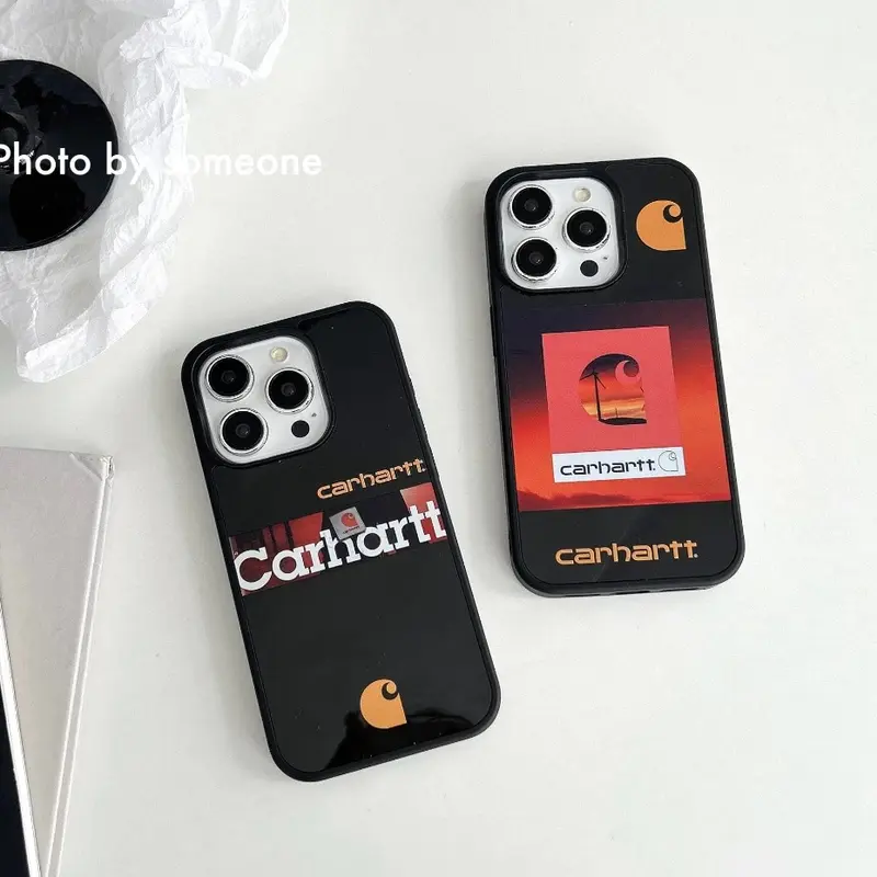 CARHARTT Mirror Phone Case – Hard Plastic Reflective Back Cover for iPhone 12 13 14 15 16 Pro & Pro Max, Stylish Anti-Scratch Protective Case