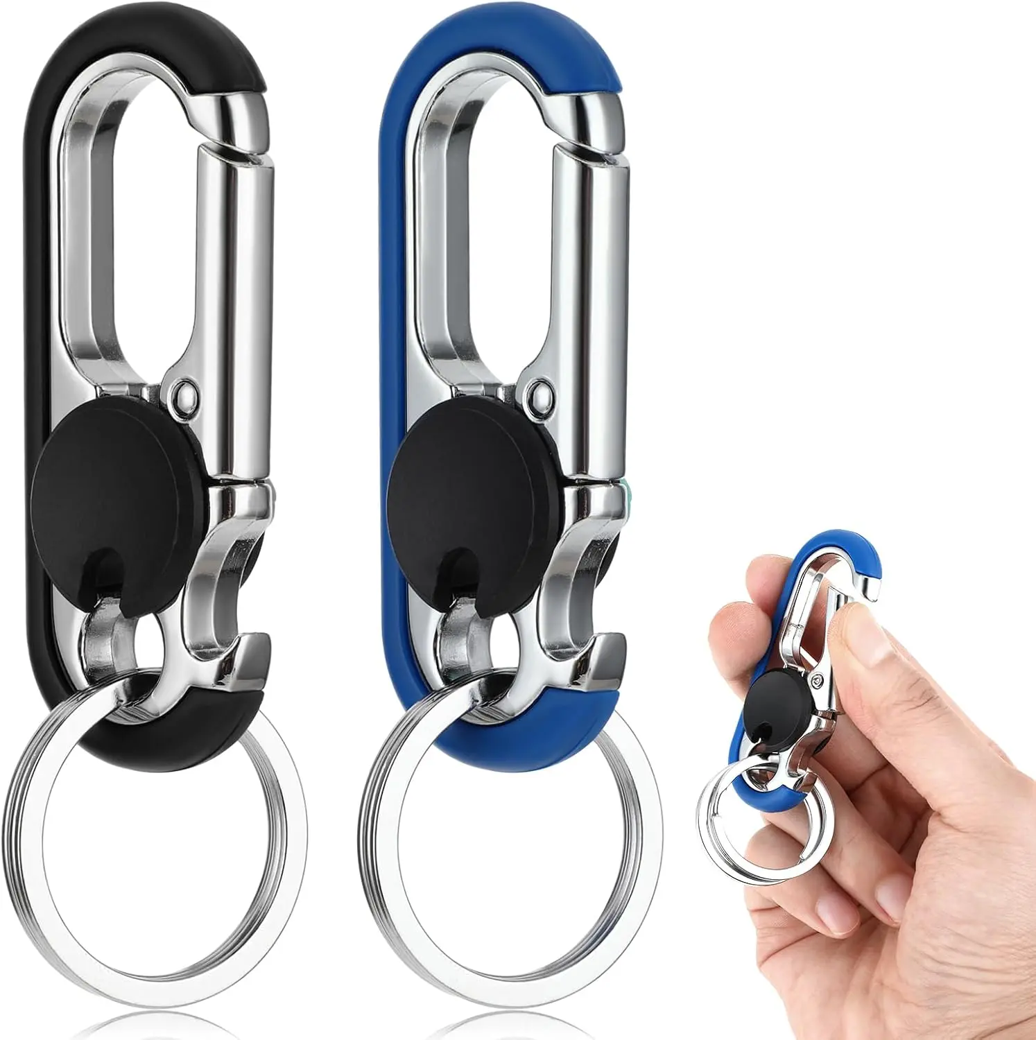 2PCS Heavy Duty Mens Car Keychains Multifunctional Bottle Opener Anti Loss Key Ring For Men