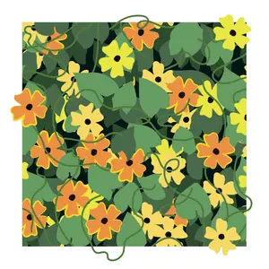 Orange and Yellow Black-eyed Susan Vine Print