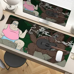 Cartoon Forest Sasquatch Guitarist Gaming Mouse Pad Extra Large Computer Mouse Pads for Desk xxl Mouse Pad for Laptop Big Mouse Pad Extended Mouse Pad with Non-Slip Rubber Base Stitched Edge for Home and Office Desk Accessories