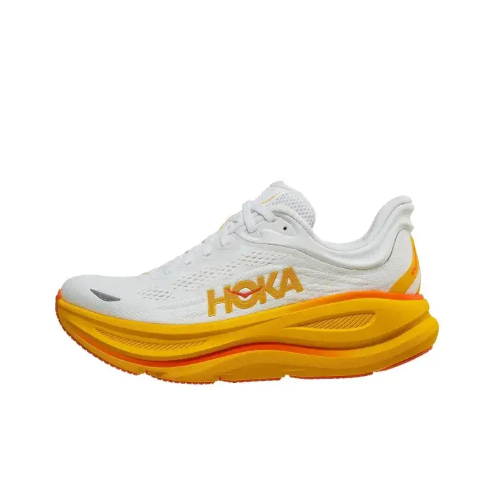 White, Yellow & Orange Max-Cushion Running Shoe with Engineered Mesh Upper, Meta-Rocker Geometric Midsole