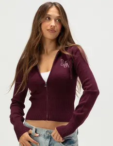 RSQ Womens LA Bow Fill Zip-Up Hooded Sweater
