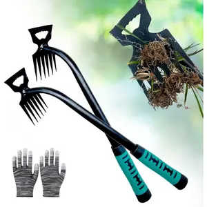 Weed Puller Tool-2Pcs Gardening Hand Weeder Tools, 2025 New Weeding Artifact Uprooting Weeding Tool, Manganese Steel Weed Removal TooL, 6 Teethes Dual Purpose Manual Weed Pulling Tool for Yard Gardenl