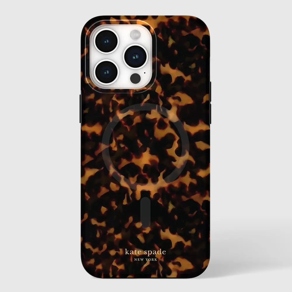 kate spade new york Shockproof Casing for iPhone 15 Pro Max, MagSafe-Compatible Tortoiseshell Mobile Phone Accessory with Drop Protection