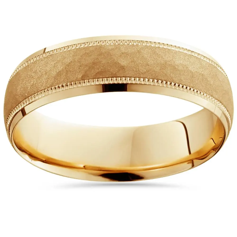 Hammered 6mm Wedding Band 10K Yellow Gold Hammered 6mm Wedding Band 10K Yellow Gold