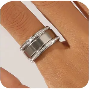 3-Pack Gold Stacking Rings ,Stainless Steel CZ Dainty Rings for Women non Tarnish Chunky Tarnish free Gold Filled Statement Diamond Knuckle Set Jewelry Size 6-10