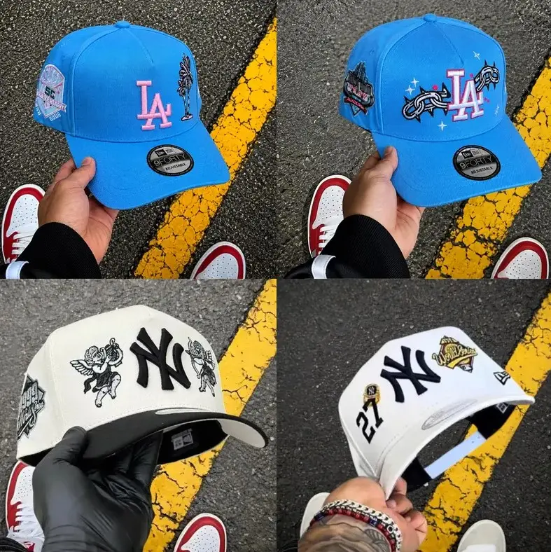 New Era MLB 59FIFTY 9FORTY Snapback Brim Cap, New York Yankees, LA Dodgers Anniversary Patch, Unisex Classic Sport Streetwear Adjustable Collectible Sports Headwear, CAP FOR WOMEN AND MEN