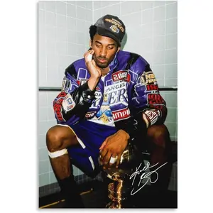 Basketball Poster Kobe Bryant Poster Canvas No Frame Wall Art for Bedroom, Kids Room, or Game Room – Inspirational Sports Decor Gift(Unframe:12X18inch)