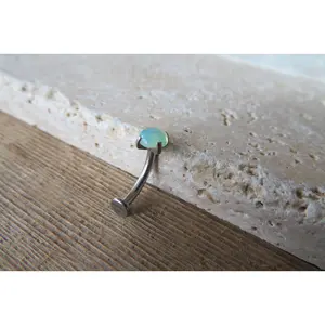 Green Aventurine Floating Minimalist 100% Surgical Steel Disk End Belly Ring 14g VCH Internally Threaded Piercing Custom Lengths