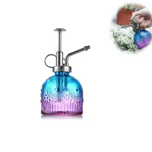 Glass Plant Spray Bottle, Vintage Plant Mister with Top Pump, Succulent Watering Bottle for Indoor and Outdoor Small Plants (blue )