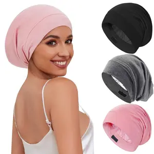 Adjustable Satin Lined Sleep Cap, Soft Silky Hair Protection Bonnet for All Hair Types, Comfortable Night Hair Wrap Summer Vibes