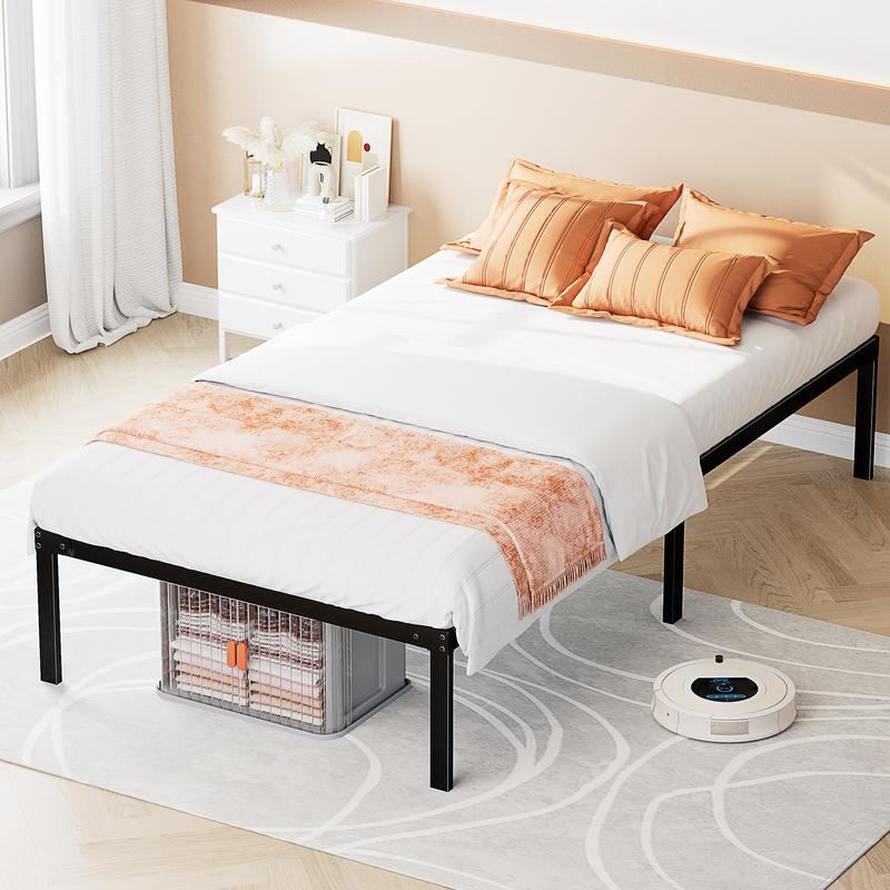 Bed Frame，Heavy Duty Metal Platform Bed Frames with Storage Space Under Frame, 14 Inches, Sturdy Steel Slat Support, No Box Spring Needed