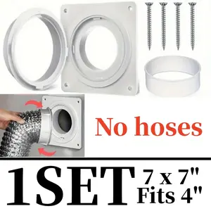 1 SET Dryer Vent Connector Kit, Dryer Vent Wall Plate with Quick Connect & Disconnect, Twist Lock Dryer Duct Connector Kit Fits 4 Inch Tubes, Covers Area 7 Inch x 7 Inch, for Dryer Washer Bathroom Automotive & Motorcycle