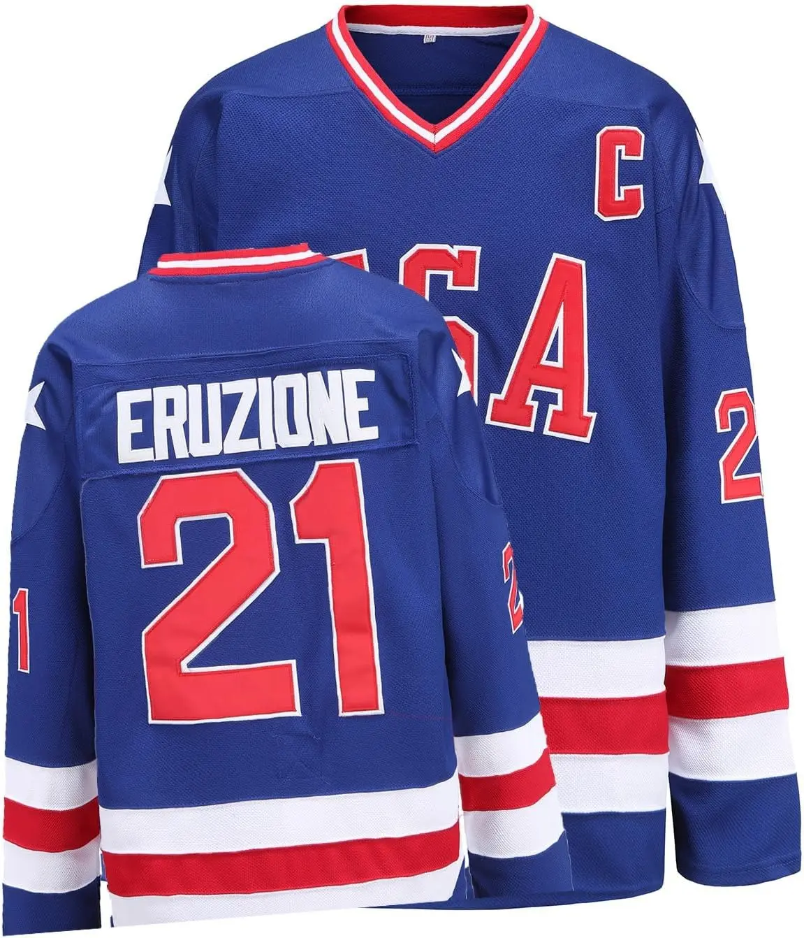 Men's Hockey Jersey #21 Miracle movie hockey jersey Long-Sleeved Embroidered Breathable Polyester Mesh Gym Workout Shirt Performance Stitched