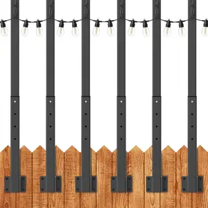 6 Pack String Light Poles,2.8 Ft Metal Poles for Outdoor String Lights,Outdoor Light Poles,Poles//Stand for Outside
