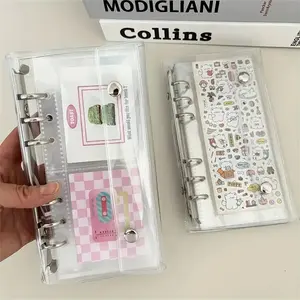 A6 Narrow Loose Leaf Cover, 10pcs 1 Grid 2 Grid 3-Inch Storage Bags, DIY Postcards Binder, Envelope Challenge Binder, Collect Book Organizer, Girly Office Supplies