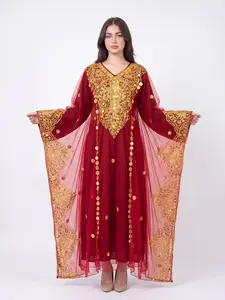 Yasameen Hashimi - Women's Embrodiered Dress, Arabic Dress, Ceremony Dress, Modest, Maxi - Eid, Ramadan, Gifts for Her