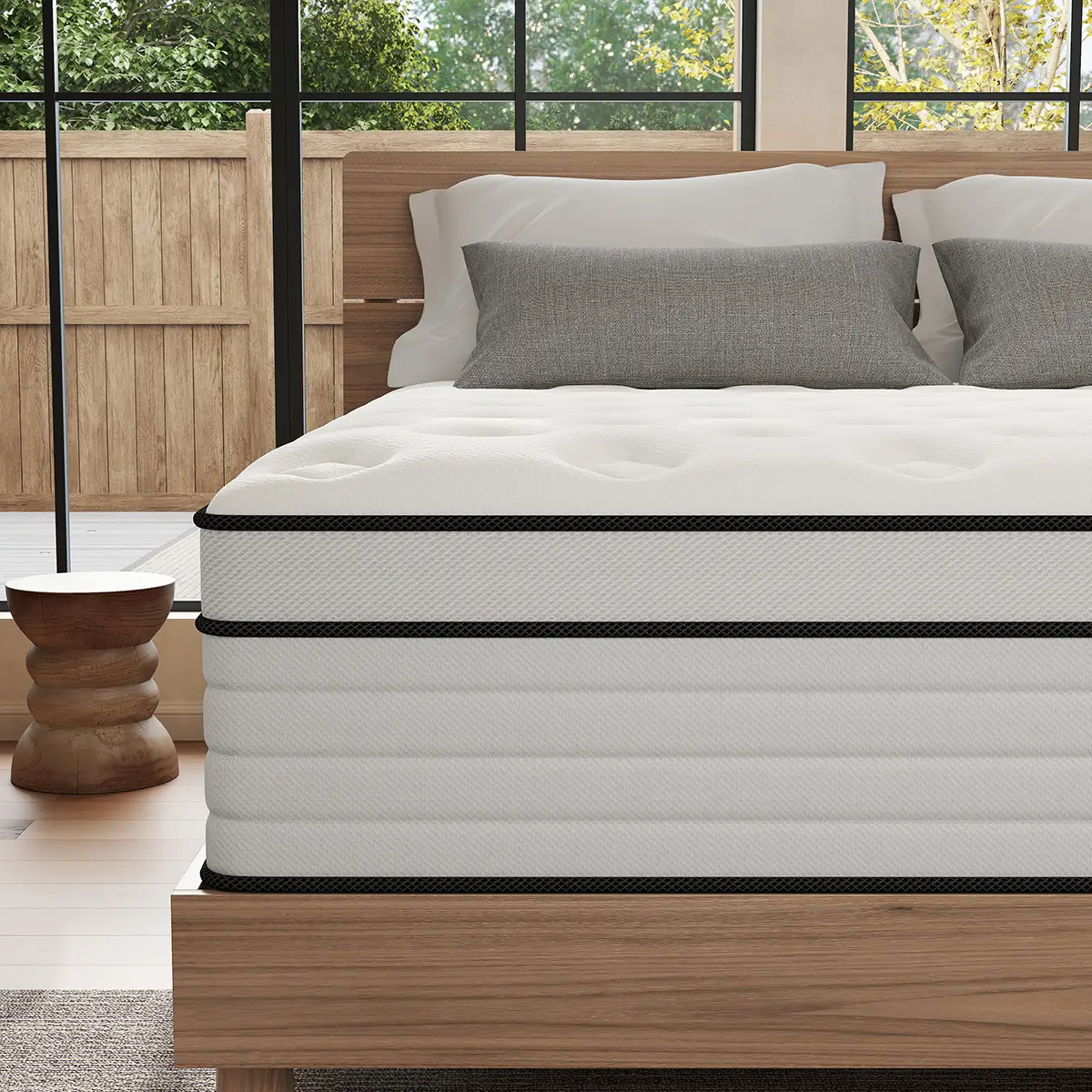 12/14 Inch Twin, Full, Queen, King size Mattress Hybrid Pocket Spring Memory Foam Medium Firm Full Body Support White Elegant