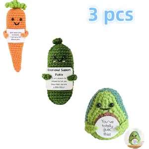 Funny Emotional Support Pickle,3 inch Mini Positive Crochet Animals Stress Pickle with Unique Card for Cheer Up Birthday Gifts for Women,Cute St Patricks Day Friend Gifts(Emotional Pickle)
