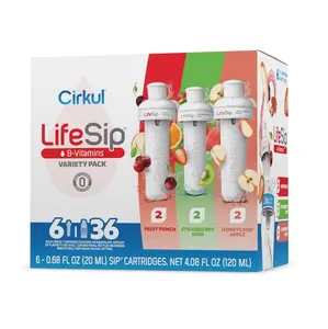 Cirkul LifeSip B-Vitamins Flavor Water Variety Pack, Makes 36 Drinks, No Sugar, Zero Calorie Drink Mix, (2 Fruit Punch, 2 Strawberry Kiwi, 2 Honeycrisp Apple)