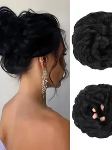 Large Messy Bun Hairpiece, Wave Curl Ponytail Wig, Synthetic Hair Accessories for Women, Daily Wear, Thick Updo Hairstyle