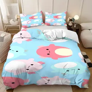 3Pcs Squishmallow Archie Cartoon Themed High-Definition Print, Soft Refreshing Holiday Bedding Design, Ideal for Bedroom Update Decor, Romantic Christmas New Year Gift, 1 Duvet Cover 2 Pillowcases (No Insert)