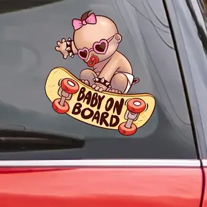 Cute Baby on Board Design Car Sticker, Vinyl Car Decal, Car Exterior Decoration Accessories for Car Window Bumper, Sticker for Cars, Car Accessories