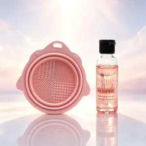 Makeup Brush and Beauty Sponge Cleaning Bowl, Stainless Steel Frame, Plastic Material, Includes Cleaner Liquid, One-Stop Solution