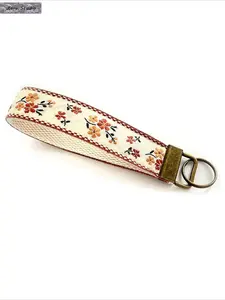 Embroidered Fabric Wristlet Keychain for Women, Cute and Trendy Boho Key Ring with Durable Metal Hardware, Handmade Colorful Wrist Key Chains, Perfect Gift, Party Favor, Handbag Accessory, Everyday Carry