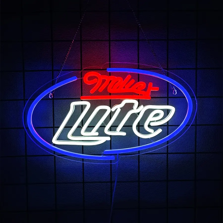 Miller Lightweight Neon Sign Perfect for garage bars, pubs, or club wall decor Features LED lighting Adds style to home bars and man caves Restaurant wall art lighting Easy hanging Led Neon Lights