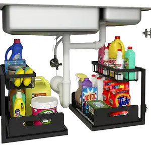 New Under Sink Organizer,  Under Sink Organizers and Storage, 2 Tier Pull Out Drawer Cabinet Organizer for Kitchen Bathroom