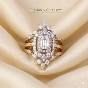 Silver wedding Ring- DiamondCelebritees 2.00ct Moissanite Marquise Yellow Radiant Round Cut 925 Silver Women Ring Sz 7