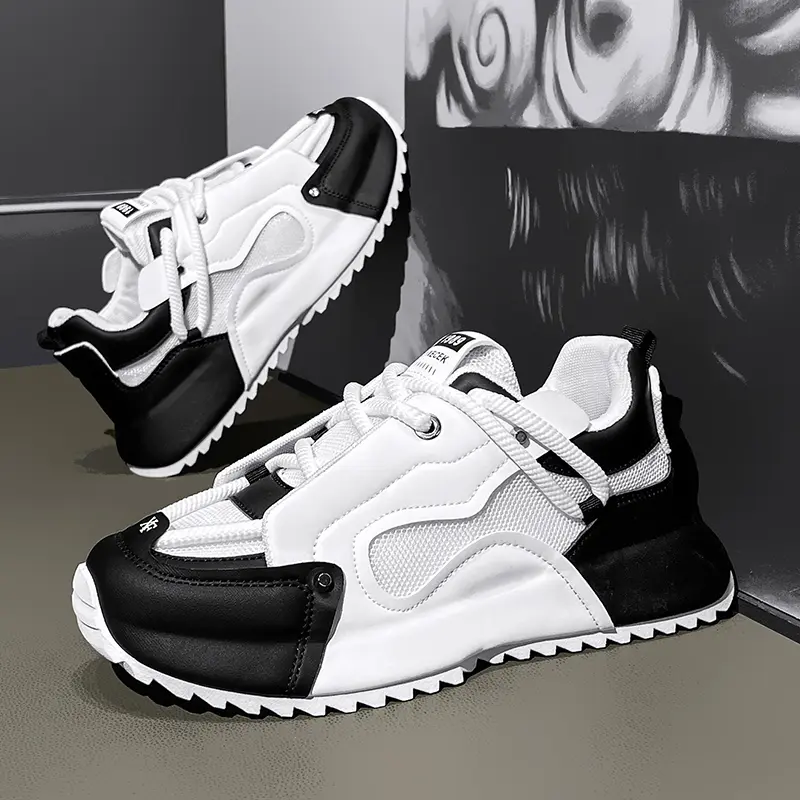 Men's casual shoes with breathable soft sole, comfortable and lightweight, fashionable sports shoes, thick sole, wear-resistant and strong grip, versatile running shoes