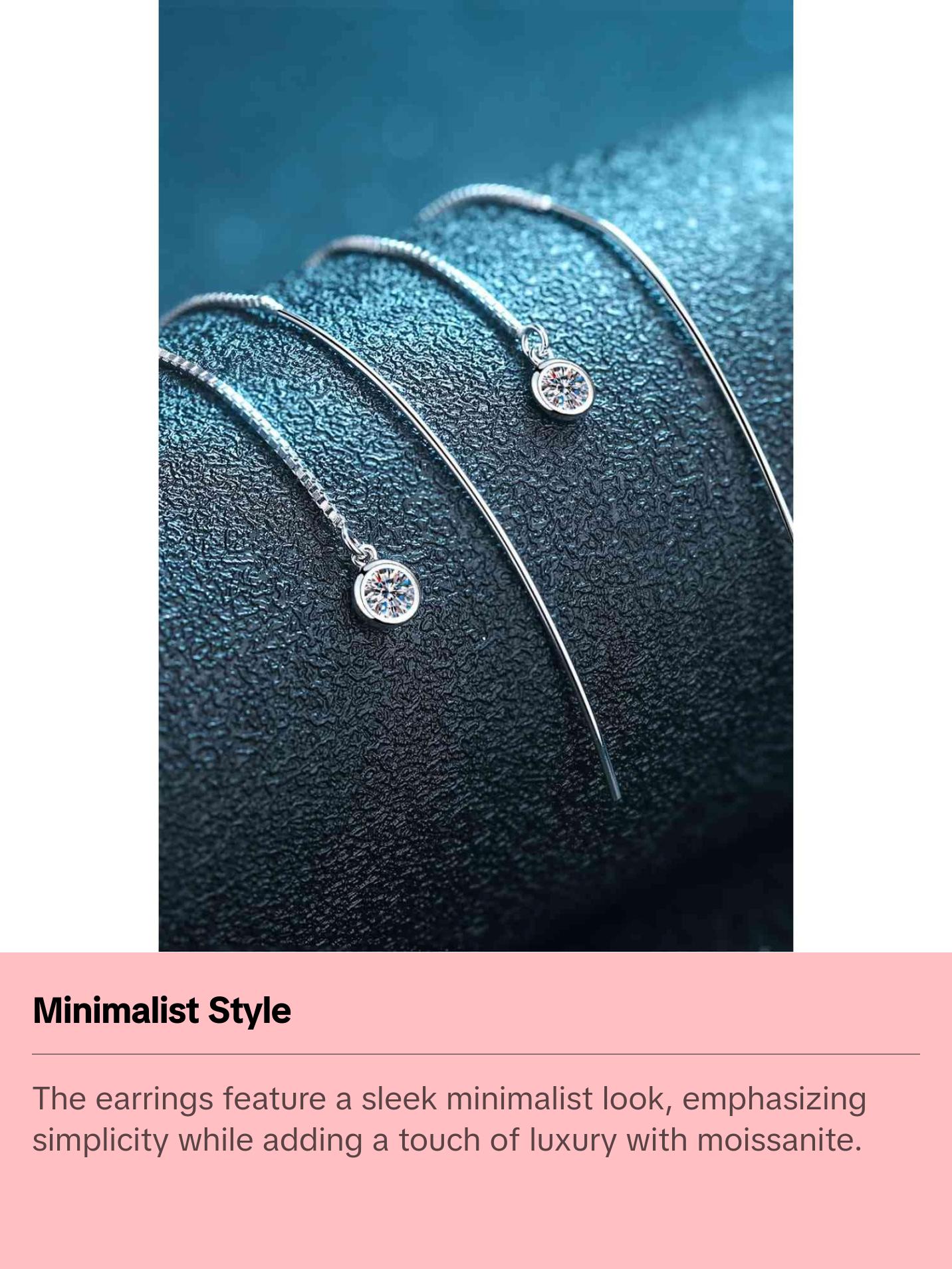 Moissanite 925 Sterling Silver Threader Earrings